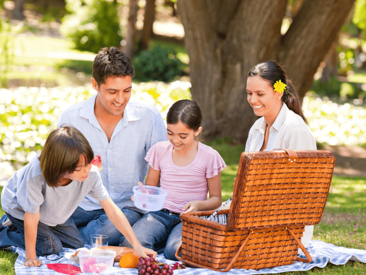 Family enjoying a picnic in West Point Alabama