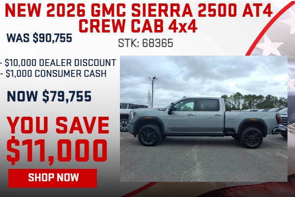 SAVE $11,000 ON 2026 GMC SIERRA 2500 AT4