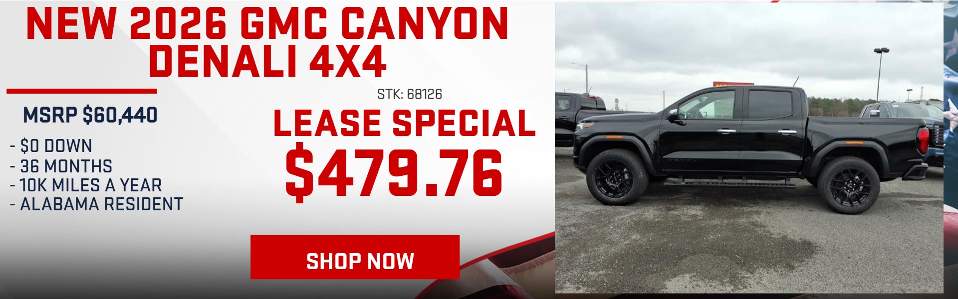 $478 LEASE ON 2026 GMC CANYON DENALI 4X4