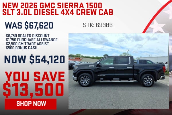 SAVE $13,500 ON 2026 GMC SIERRA 1500 SLT 3.0L Diesel