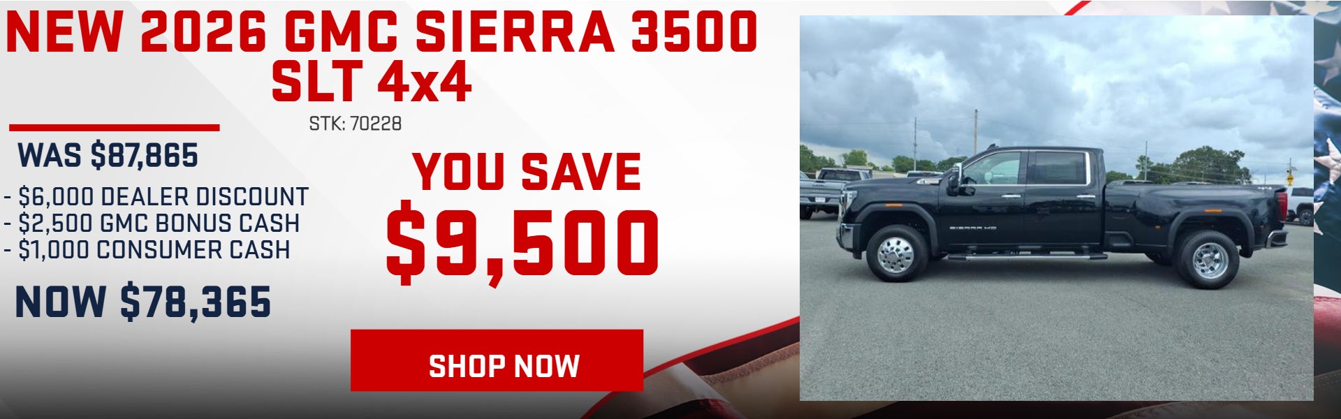 SAVE $9,500 ON 2026 GMC SIERRA 3500 SLT DUALLY 4x4