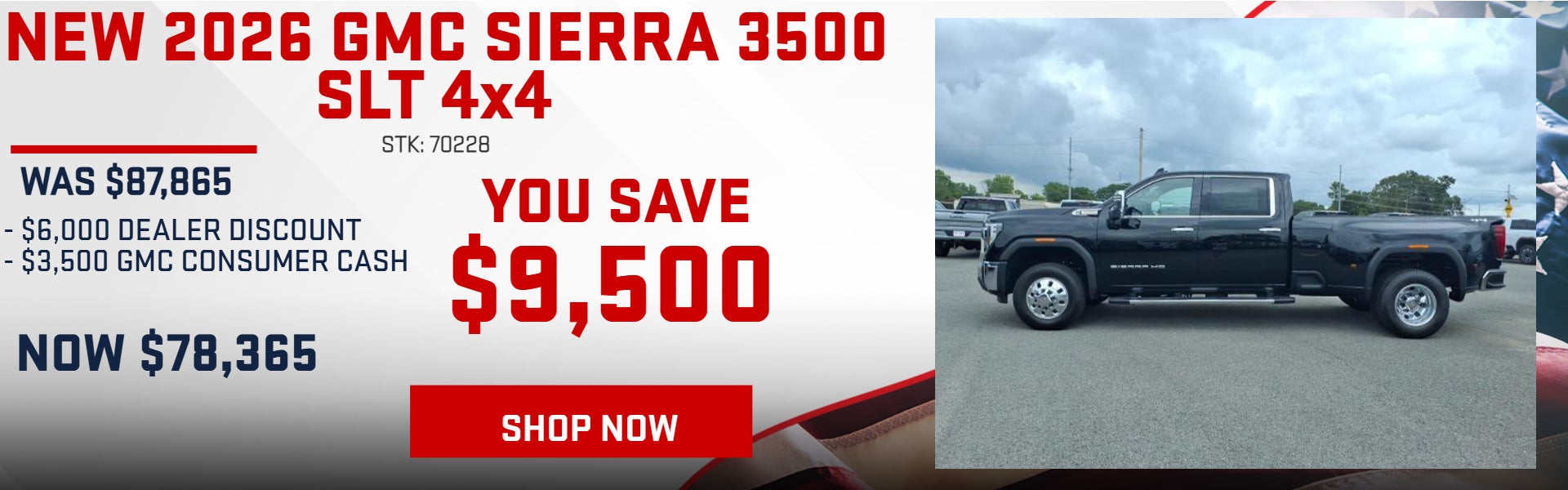 SAVE $12,000 ON 2026 GMC SIERRA 3500 SLT DRW 4x4