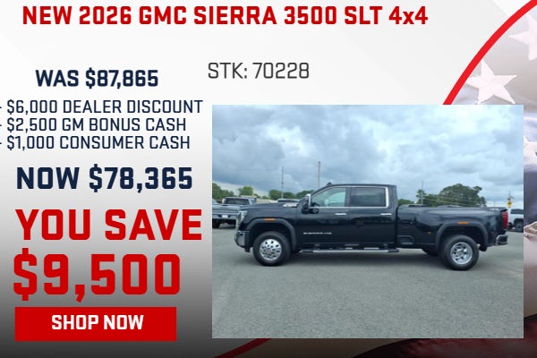SAVE $9,500 ON 2026 GMC SIERRA 3500 SLT DUALLY 4x4
