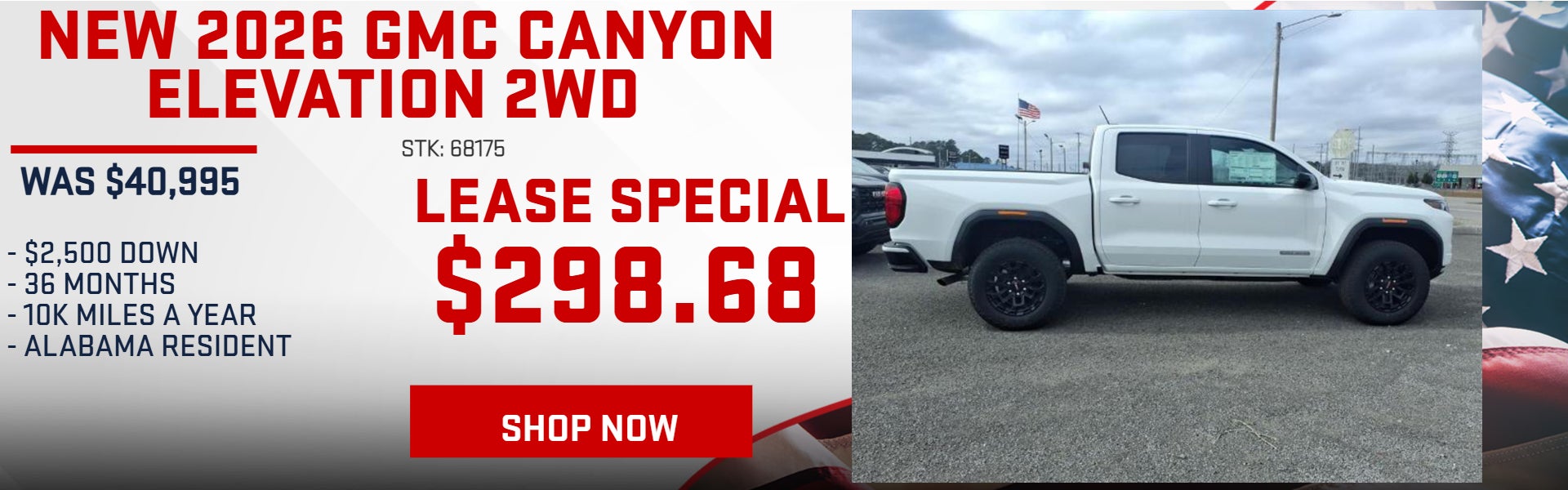 $299 LEASE ON 2026 GMC CANYON ELEVATION 2WD